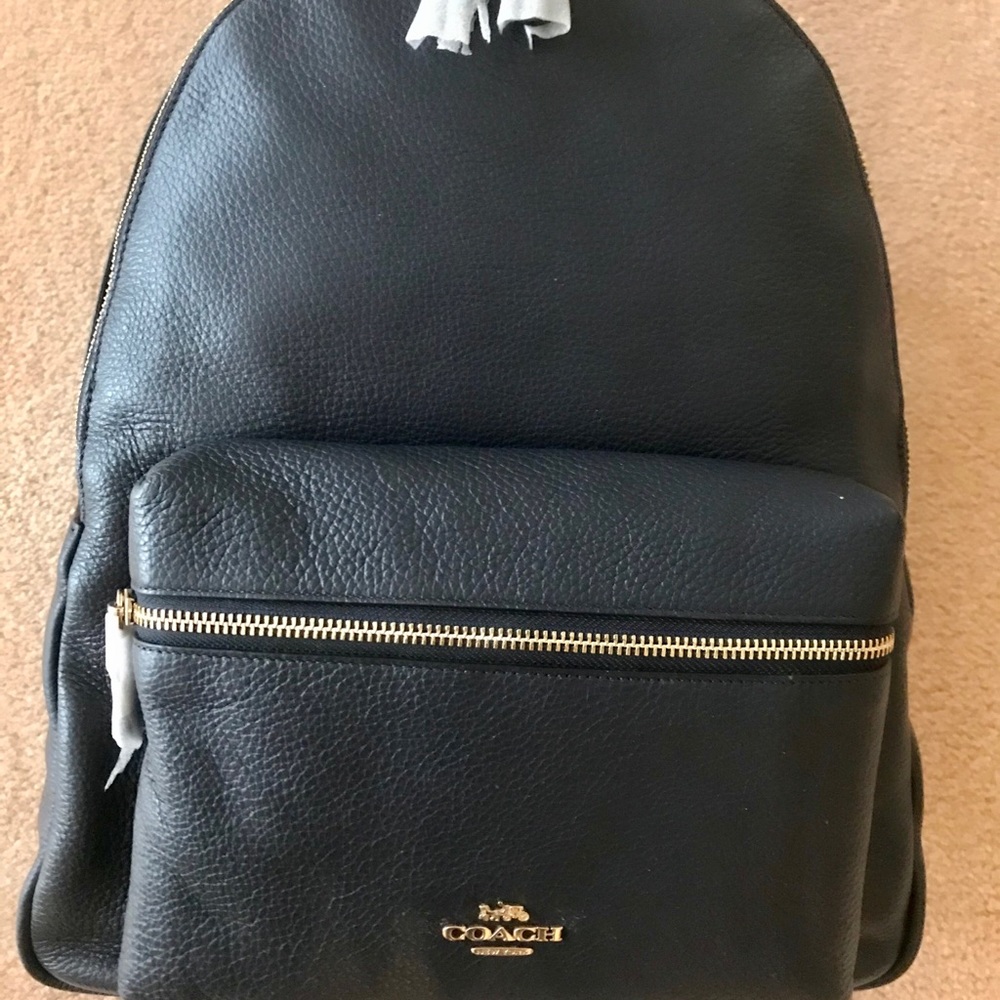 NWT Navy Blue Coach Leather Backpack